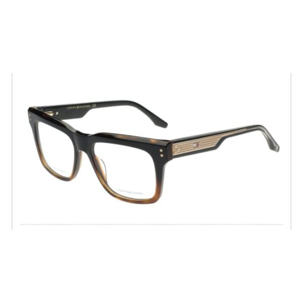 Tommy Hilfiger Square Acetate Eyeglasses – Black Amber Gradient