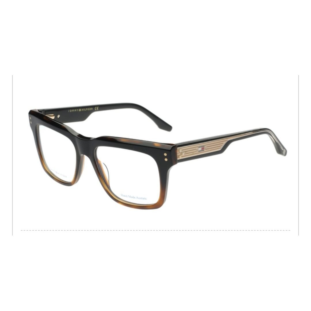 jcg26-th-frame-11 Tommy Hilfiger Square Acetate Eyeglasses – Black Amber Gradient